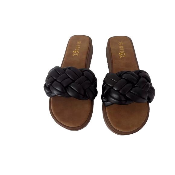 Rouge Helium black faux leather sandals size 8 - Picture 2 of 7